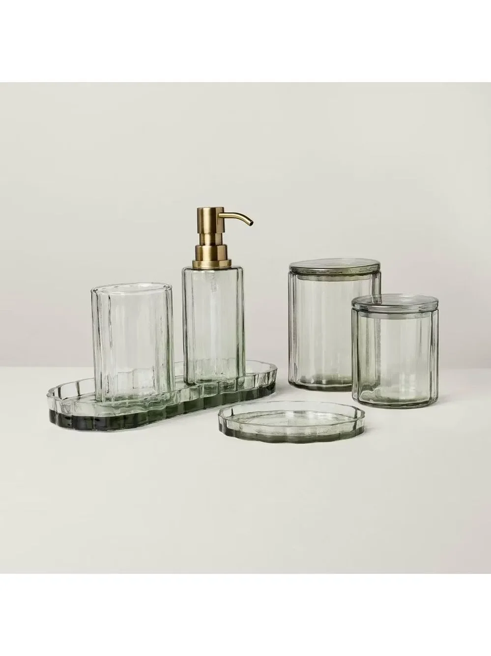 Fluted Glass Bathroom Soap Pump Light Green - Hearth & Hand™ with Magnolia